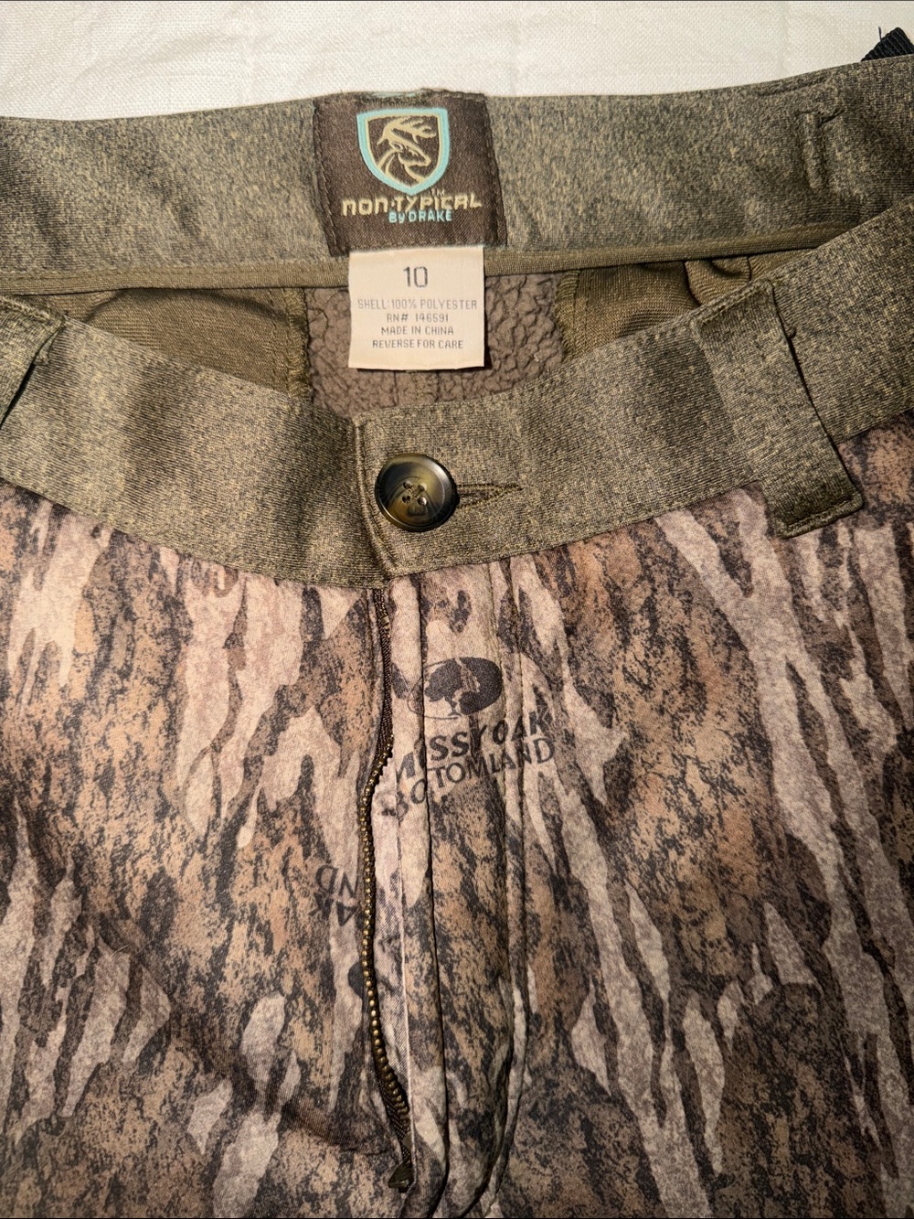 Drake Non-Typical Women's Fleece lined hunting pants in Brown Camouflage